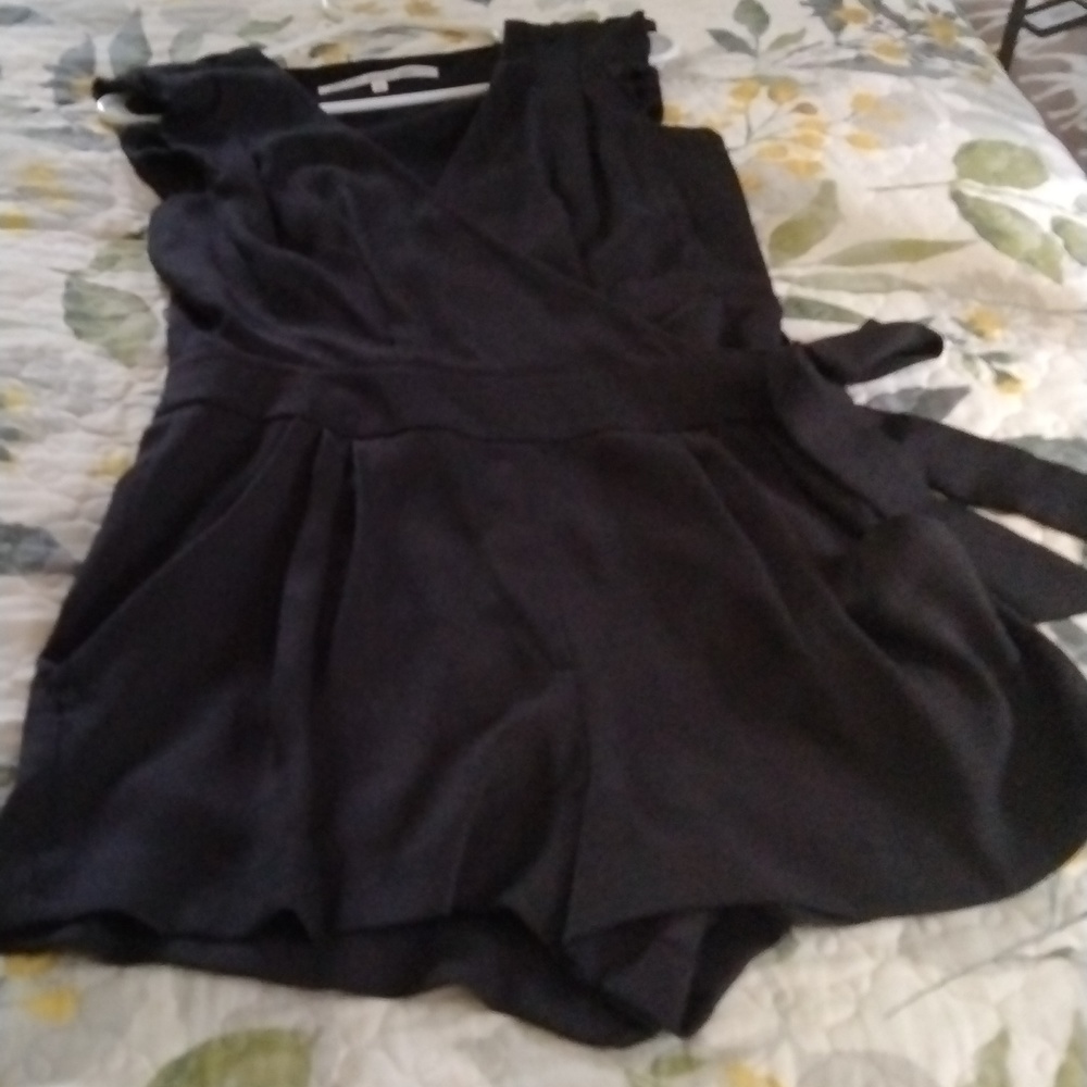 Rachel Roy  dressy black tie waist romper.